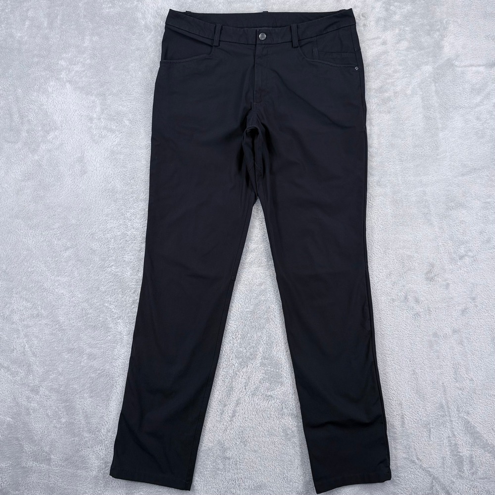 Lululemon Commission Pants Mens 34x34 Black Slim Straight Stretch Tech Chino